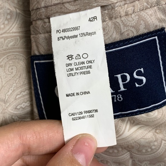 Chaps Blazer Jacket Mens 42R Beige Lined Business Single Breasted Notch Lapel - Picture 10 of 14